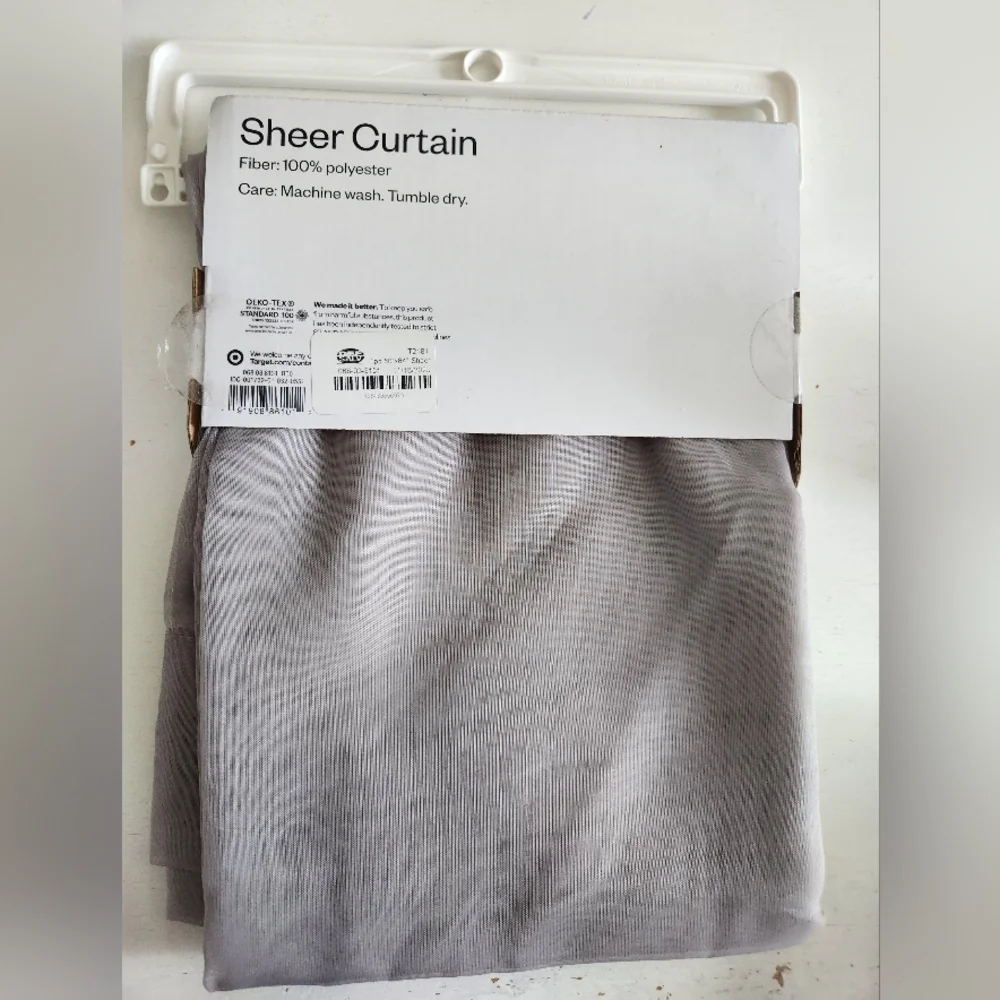 Room Essentials Sheer Curtain 60 X 84' Gray BNIB